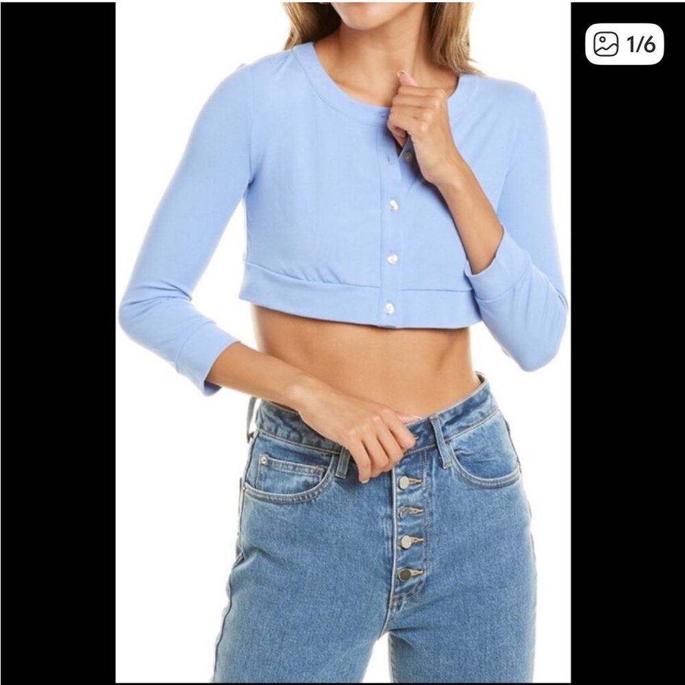 WeWoreWhat Light Blue Cropped Cardigan